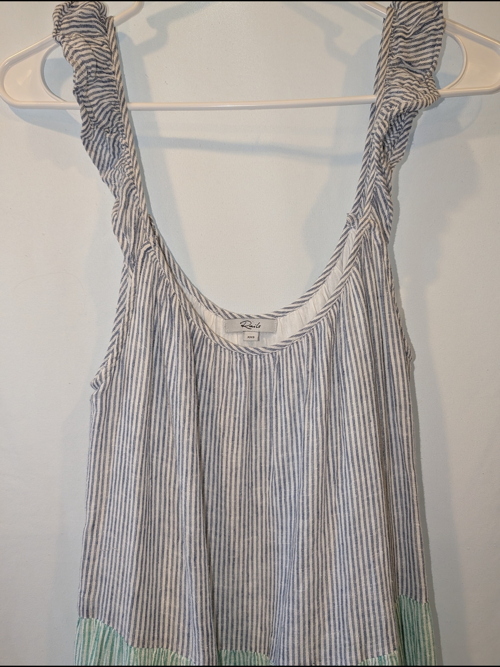 Rails Striped Tiered Linen Maxi Dress in Blue, Mint and yellow oversized luxury - Picture 4 of 8